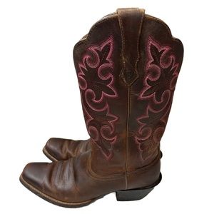 Ariat Womens Size 8 B Round Up Square Toe Western Boots Powder Brown 10014172